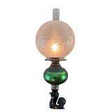 LR - Pair of Antique Blackamoor Figural Lamps with Green Glass Globe Accents