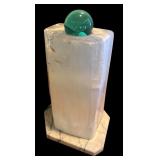 LR - Selenite Crystal Lamp with Art Glass Accent