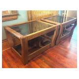 LR - Pair of Vintage Glass Top Side Tables