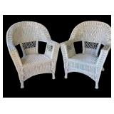 P - Pair of Vintage Wicker Arm Chairs