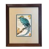 LR - Framed Original Bird Motif Painting by Tessie