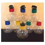 LR - Set of 8 Vintage Cory Glass Coffee Servers with Colored Bands