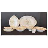 LR - Apple Blossom by Sango Serving Set with Platters, Bowls, Gravy Boat and More