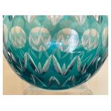 LR - Teal Cut to Clear Crystal Vase