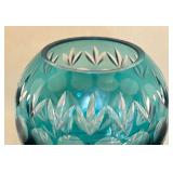 LR - Teal Cut to Clear Crystal Vase