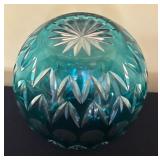 LR - Teal Cut to Clear Crystal Vase