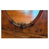 ML - Antique English Marble Top Mirrored Sideboard with Burl Wood Veneer