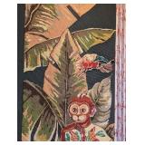 ML - Large Framed Needlepoint Art with Monkey, Butterfly, and Fish Bowl