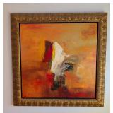 UL - Framed Abstract Oil Painting with Bold Colors by Pedros Martin