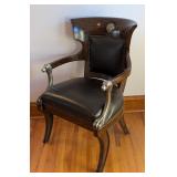 UL - Vintage Armchair with Lion Head Armrests and Unique Tiger Patch Back