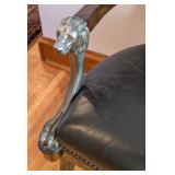 UL - Vintage Armchair with Lion Head Armrests and Unique Tiger Patch Back