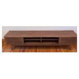 UL - Mid-Century Modern Style Media Console Table with Slatted Doors