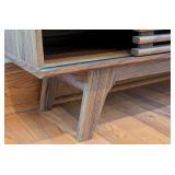 UL - Mid-Century Modern Style Media Console Table with Slatted Doors