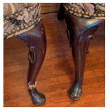 ML - Set of 6 Vintage Upholstered Armchairs with Carved Wood Frames