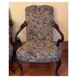 ML - Set of 6 Vintage Upholstered Armchairs with Carved Wood Frames