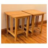 UL - Pair of Oak Side Tables with Shelf