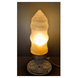 ML - Vintage Art Deco Boudoir Lamp / Vintage Frosted Torpedo Boudoir Lamp