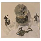 LL - Fantasy Pewter Figurine Collection with Gargoyle Snow Globe and Crystal Orbs