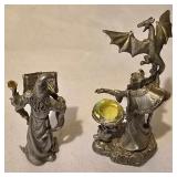 LL - Fantasy Pewter Figurine Collection with Gargoyle Snow Globe and Crystal Orbs