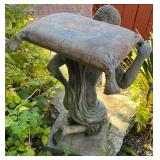 Metal Garden Statue of Kneeling Man Carrying Sack