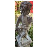 Cement Garden Cherub Statue on Pedestal
