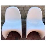 Pair of Vintage Verner Panton White Molded Plastic Chairs