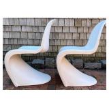 Pair of Vintage Verner Panton White Molded Plastic Chairs