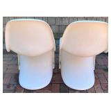 Pair of Vintage Verner Panton White Molded Plastic Chairs