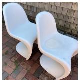 Pair of Vintage Verner Panton White Molded Plastic Chairs
