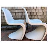 Pair of Vintage Verner Panton White Molded Plastic Chairs