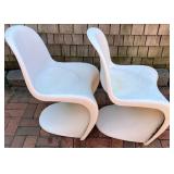 Pair of Vintage Verner Panton White Molded Plastic Chairs