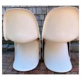 Pair of Vintage Verner Panton White Molded Plastic Chairs