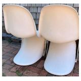 Pair of Vintage Verner Panton White Molded Plastic Chairs
