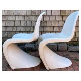 Pair of Vintage Verner Panton White Molded Plastic Chairs