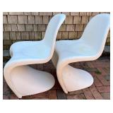 Pair of Vintage Verner Panton White Molded Plastic Chairs