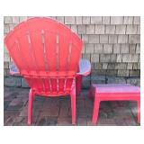 Red Plastic Adirondack Chair with Matching Ottoman