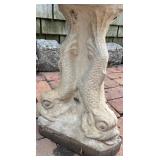 Decorative Concrete Birdbath with Fish Motif Pedestal