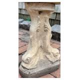 Decorative Concrete Birdbath with Fish Motif Pedestal