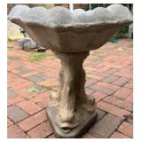 Decorative Concrete Birdbath with Fish Motif Pedestal