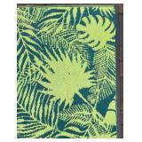 Outdoor Patio Rug with Green and Blue Tropical Leaf Pattern