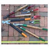 Lot of 7 Garden Pruners, Shears, and Loppers - Various Styles