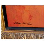 UL - Framed Abstract Oil Painting with Bold Colors by Pedros Martin