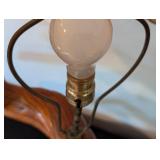 UL - Vintage Rustic Driftwood Table Lamp with Natural Wood Finish and Woven Shade