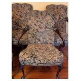 ML - Set of 6 Vintage Upholstered Armchairs with Carved Wood Frames