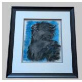UL - Framed Watercolor Painting of Kerry Blue Terriers