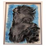 UL - Framed Watercolor Painting of Kerry Blue Terriers