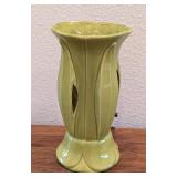 UL - Vintage Green Ceramic Table Lamp Base 11in Tall Needs Repair
