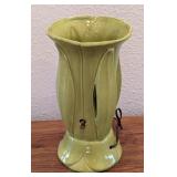 UL - Vintage Green Ceramic Table Lamp Base 11in Tall Needs Repair