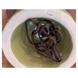 UL - Vintage Green Ceramic Table Lamp Base 11in Tall Needs Repair