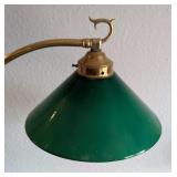 UL - Vintage Brass Desk Lamp with Green Glass Shade